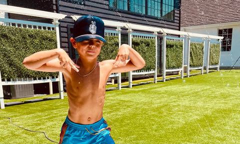 ESD ~ Peace & Love Blue Hat / White Stitch